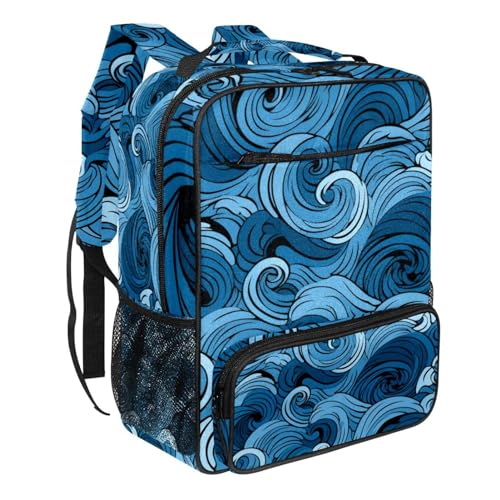 Sac à dos de voyage ergonomique bleu à rayures contre le mal de dos