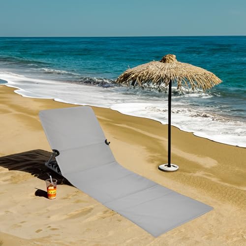 Spetebo Strandmatte klappbar mit Verstellbarer Rückenlehne - grau - Liegematte faltbar mit Tragegurt - Sonnenliege Gartenliege Sonnenmatte Liegematte für Garten Camping Picknick Reise Urlaub