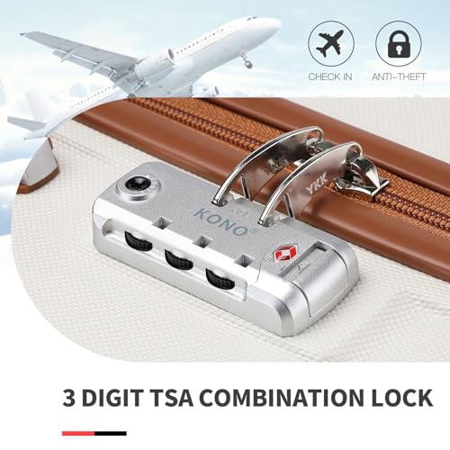 Kono K1871-1L 20 20'' Carry On Luggage Lightweight With Spinner Wheel Tsa Lock Hardside Luggage Airline Approved Carry On Suitcase Cream White thumb #3