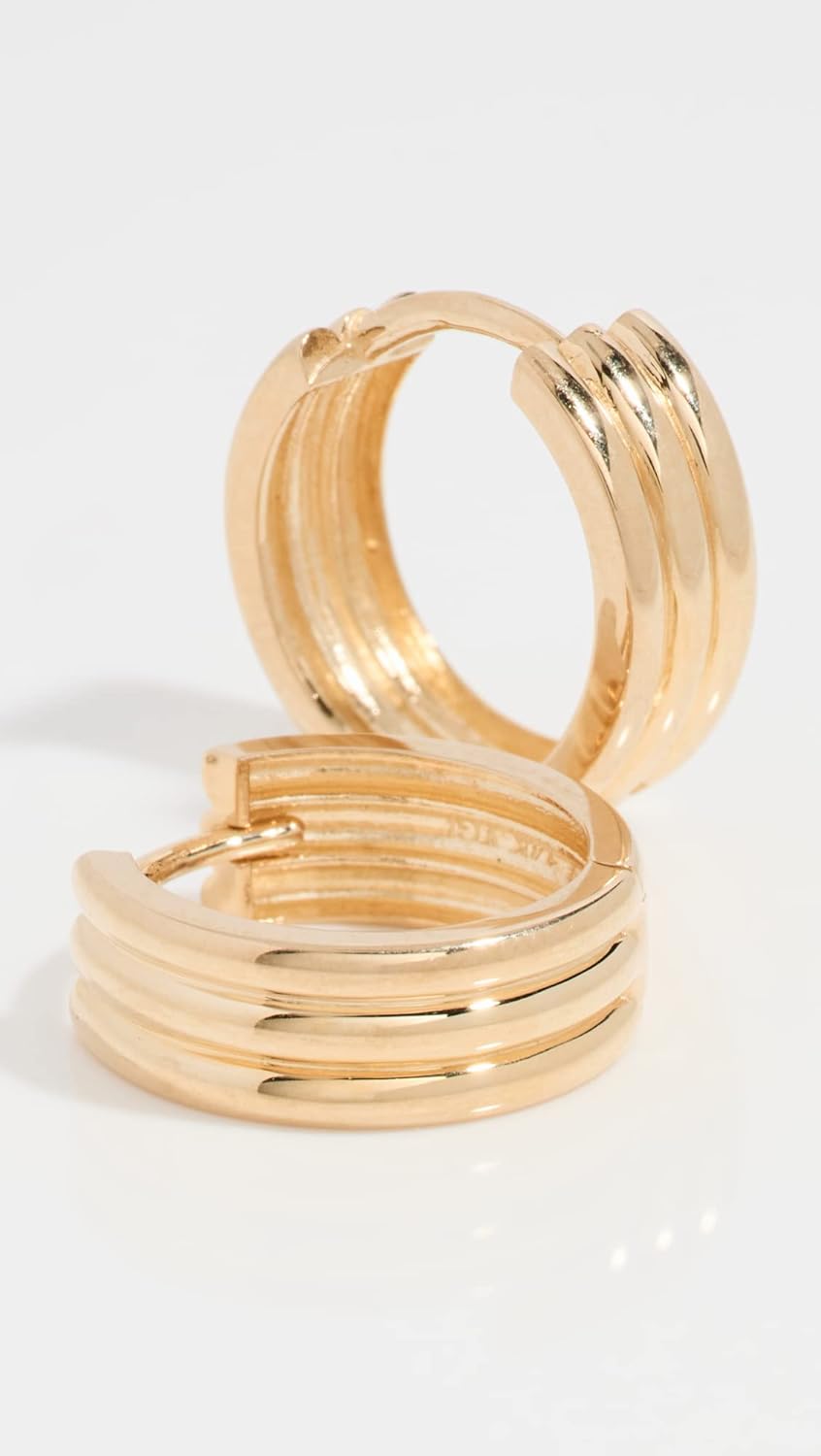 Women's 14k Triptych Hoops, Gold, One Size - Image 3