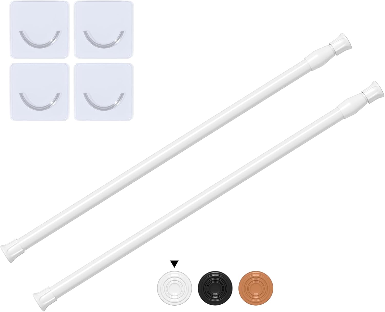 2 Pcs White Small Tension Rod 12 to 20 Inch Adjustable Tension Curtain Rod Mini Closet Rod Spring Rod No Drilling Short Tension Rods for Windows, Cupboard, Kitchen Cabinets, Refrigerator White 12" to 20"-2Pcs