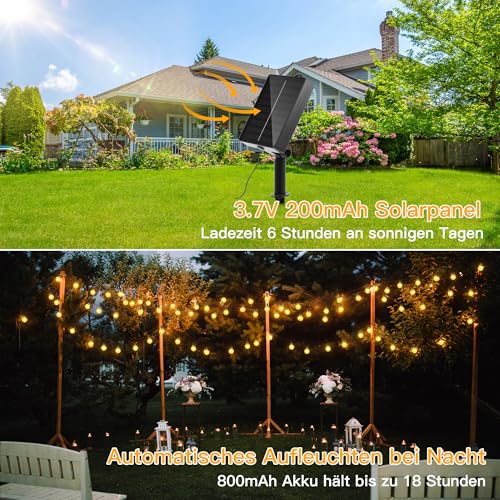 Ollny Solar Lichterkette Aussen 3M 30 LED, IP65 wasserdicht Lichterkette Außen Solar mit 8 Modi, Solar Lichterkette Outdoor für Garten Terrasse Balkon Hochzeit(Warmweiß) 4