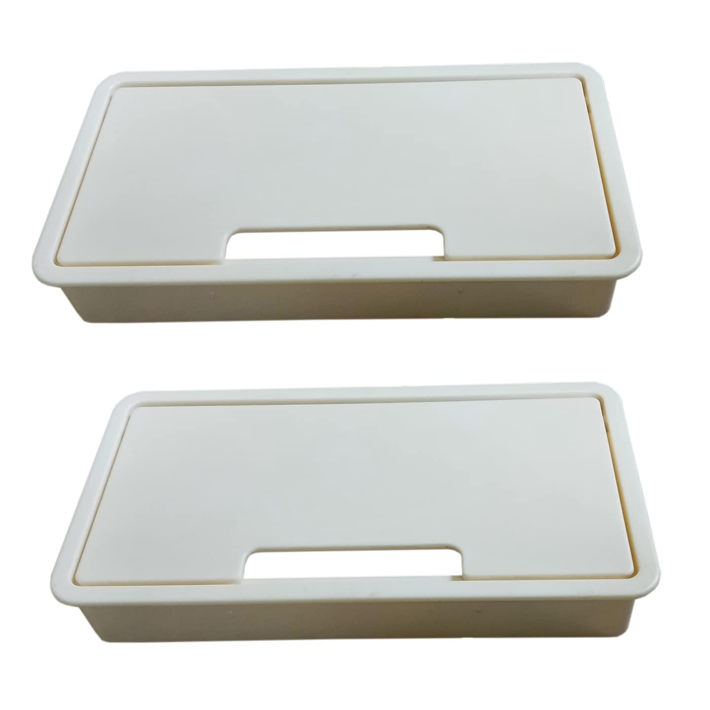 UNIMAPLE Cable Wire Manager for Computer Tables and Organizer Mount on Table Top Desk Access Flap Wire Grommet - Pack of 2 (Off White, Rectangular)-picture-22