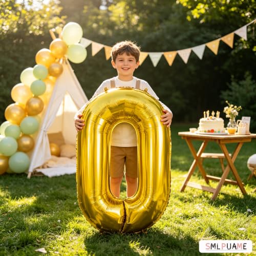 Image of 40 inch Number Balloon 0-9 Gold Large Number 0 Balloons,Digital Balloons for Birthday Party Celebration Decorations Supplies, Helium Foil Number Balloons for Wedding Anniversary
