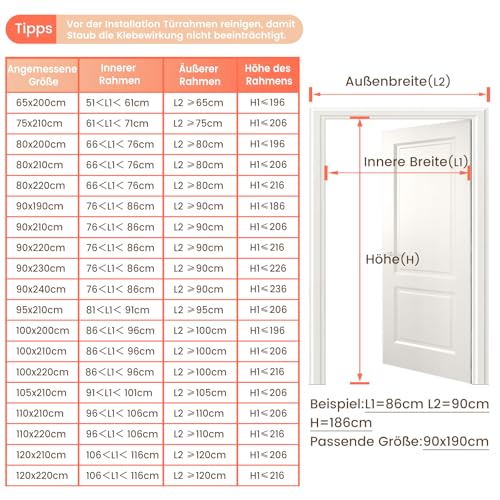 Schnellschließen Fliegengitter Balkontür Magnet mit Stärkere Magneten, 90 * 210cm Fliegengitter Tür Ohne Bohren,3.8cm Breites Klettband, Insektenschutz Balkontür, Für Balkontür/Terrassentür, Schwarz
