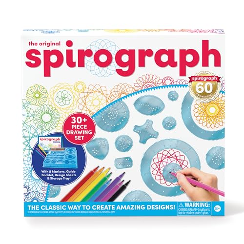 Spirograph with Markers, Arts and Crafts, Kids Toys, Art Supplies, Craft Supplies, Drawing Kit, Spiral Art, Classic Gear Design Kit, Markers, Design Sheet Included, Ages 8+