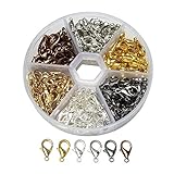 Libiline 1 Box 120pcs Assorted 6 Colors Zinc Alloy Lobster Clasps for Jewelry Necklaces Bracelet Mak
