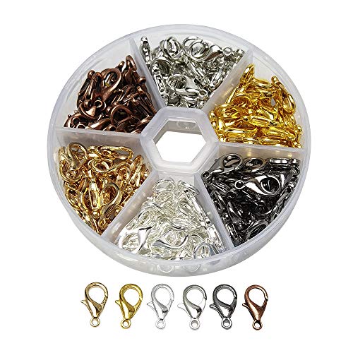 Libiline 1 Box 120Pcs Assorted 6 Colors Zinc Alloy Lobster Clasps For Jewelry Necklaces Bracelet Making, Nickel Free (Mix, 16X8Mm) #TOP29
