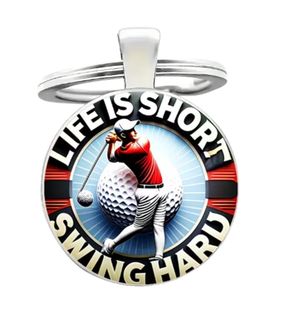 Cmj Unisex Red Cmj™ Life Is Short Golf Keyring Keychain Sport Retirement Sporting Reti Golf Ball Golfer