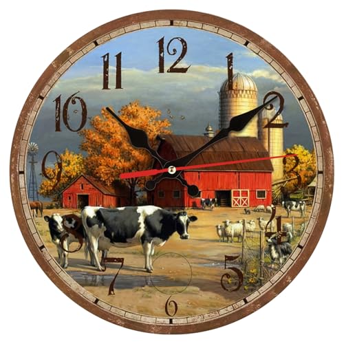 astylishome Grande horloge murale en forme de vache – Silencieuse, sans tic-tac, design simple et élégant, fonctionnant à piles pour la maison, le salon,...