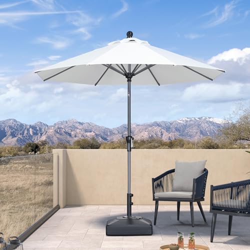 Image of PURPLE LEAF Patio Market Umbrella 8' Round Dual Tilt White 8 Metal Ribs