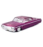 Diecast Model Car Compatible for 1964 Chevy Impala SS Lowriders Candy Purple 1:26 Scale with Graphics and White Interior Lowriders Design Series 32547PUR