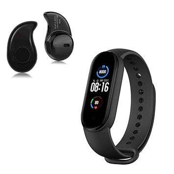Rhobos Smart Band 5 Fitness Band Full-Touch Screen Wrist Watch Band and Mini S530, Single Ear Wireless Bluetooth Headset Earphone with Mic