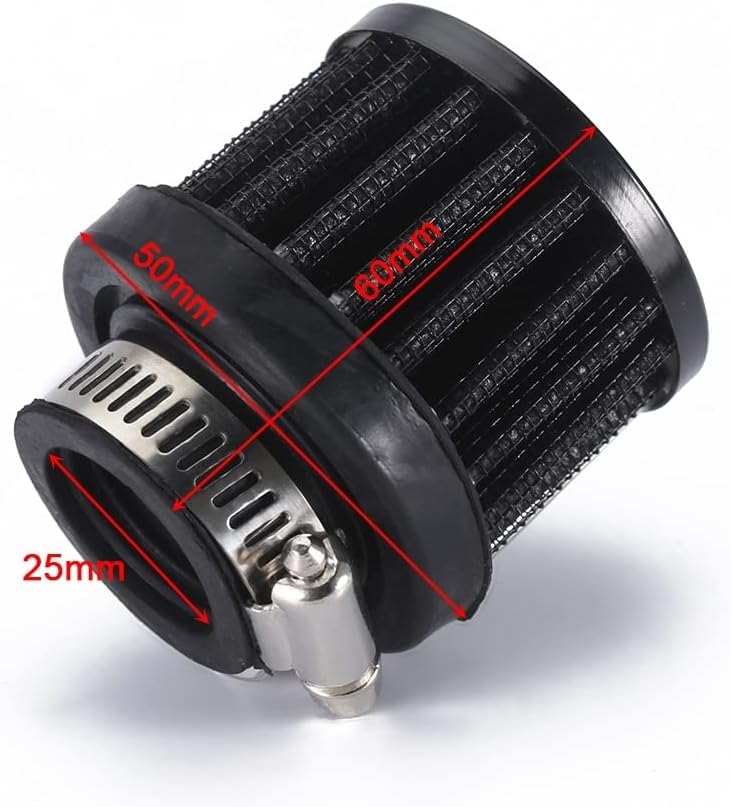 Filtro Aria Universale Ad Alto Flusso Rosso 25mm – Per Auto, Moto E Camion – Filtro A Presa D’Aria Fredda In Alluminio E Tessuto - 4
