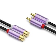 J&D RCA Cable, Gold Plated 2 RCA Male to Female Stereo Audio Extension Cable for Mixer Speaker, 25ft