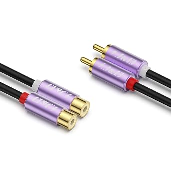 J&D RCA Cable, Gold Plated 2 RCA Male to Female Stereo Audio Extension Cable for Mixer Speaker, 6ft