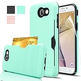 Galaxy J7 V Case,Galaxy J7 Sky Pro / J7 Perx / J7V 2017 Case With HD Screen Protector,AnoKe[Card Slots Holder] Kickstand Plastic TPU Hybrid Wallet Case For Samsung Galaxy J7 2017 KC2 Mint New