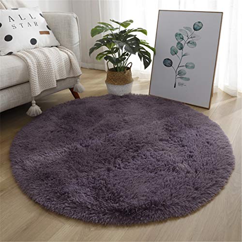 Hiser Ronde Rugs Tapis de Salon à Poils Longs Tapis de Sol Moelleux Shaggy Doux et Confortable Moderne Tapis Antidérapant Décoration Intérieure Tapis...