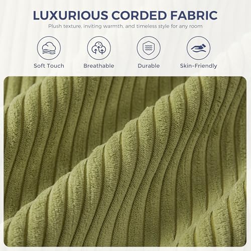 Image of MAXYOYO Oversized Round Chaise Lounge Sofa, Upholstered Lounge Chair with 3 Pillows, Boneless Sofa Couch with Ottoman, Deep Seat Chair for Living Room, No Assembly, Green