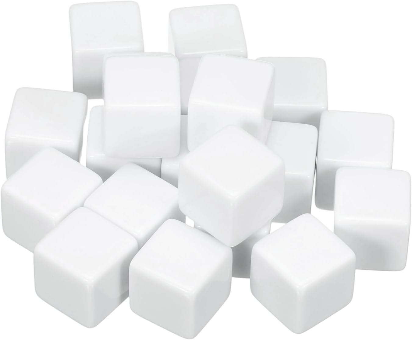 uxcell 20Pcs Acrylic Blank Dice, 18mm/0.71" Acrylic Six Sided Blank White Dice Blocks with Smoothed Surface for Board Games Party Fun
