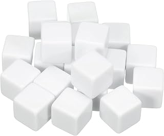 uxcell 20Pcs Acrylic Blank Dice, 18mm/0.71" Acrylic Six Sided Blank White Dice Blocks with Smoothed Surface for Board Games Party Fun