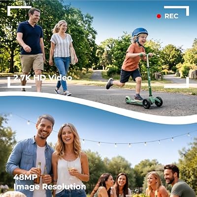Camcorder Video Camera 2.7K 48MP Vlogging Camera, 18X Digital Zoom Video Camera for YouTube, 3 270 Rotatable Screen Camcorder with LED Light & Webcam, Anti-Shake Function for Beginners