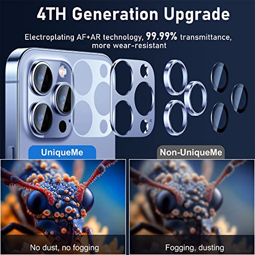 UniqueMe for iPhone 13 Pro/iPhone 13 Pro Max Camera Lens Protector, [Strong Drop Protection] [Not Easy to Fall-off] Metal Ring Tempered Glass Rear Camera Screen Cover - Sierra Blue - Thumbnail 2