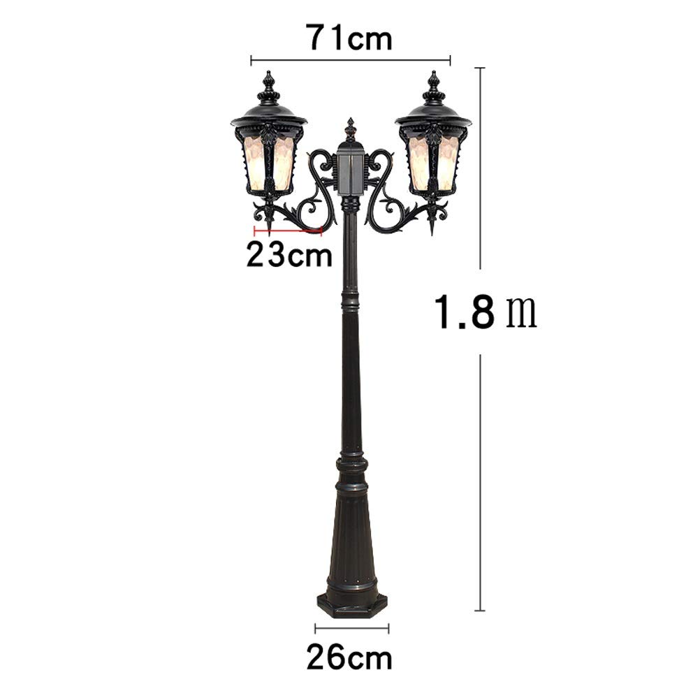 Outdoor Lamp Post Light, Post Lights Outdoor,Courtyard Street Light Open Air High Pole Double Head with Pole Street Light with Seed Glass Ground Standard Lamp Company(Black-2.05m) (Black 1.8m)