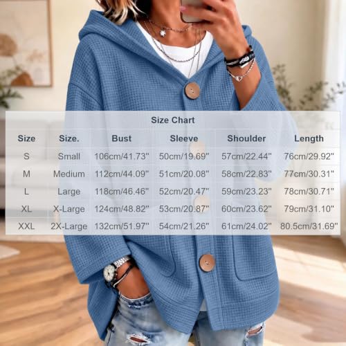 MaMiDay Waffle Cardigan Hoodie for Women Button Long Sleeve Baggy Loose - image 4