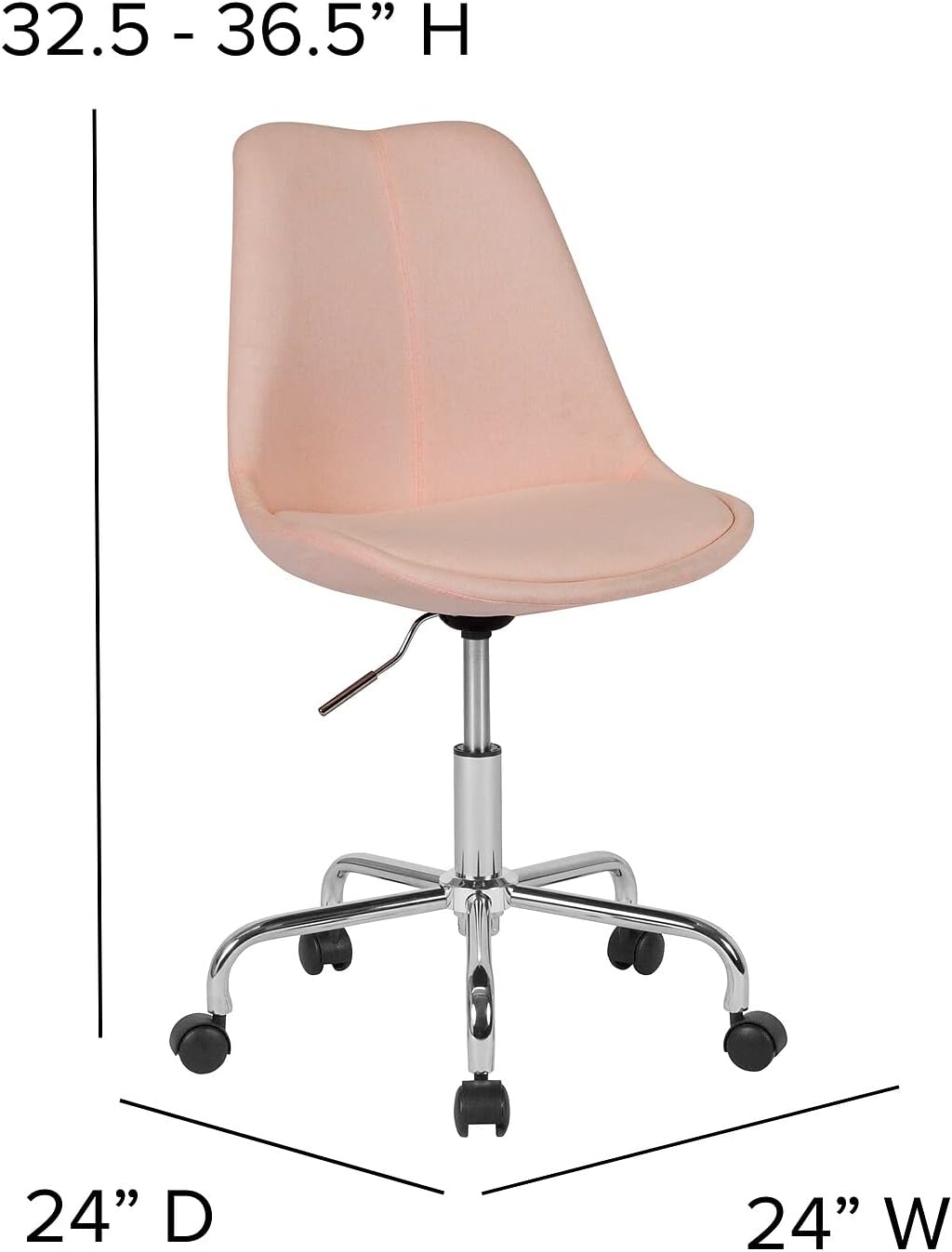 Pink Ergonomic Mid-Back Fabric Swivel Task Chair