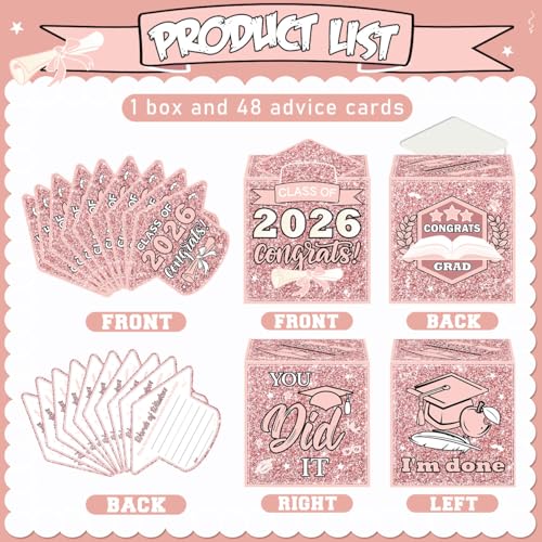 Image of Pink 2026 Graduation Party Decorations Congrats Grad Card Box