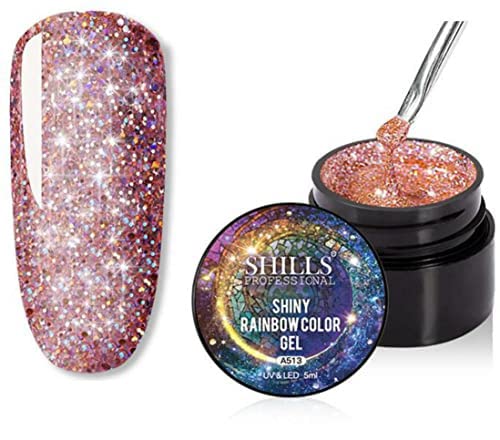 SHILLS PROFESSIONAL Uv/Led Shiny Rainbow Color Gel 5Ml Rose Gold