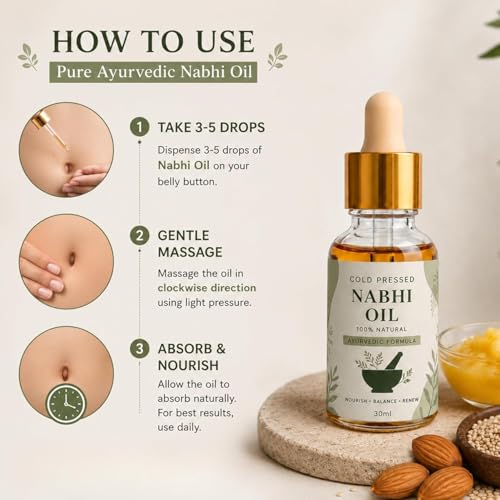 Image of Nabhi Oil | Belly Button Oil for Body Detox, Weight loss, Sugar control, Joint Pain Relief | All in One Ayurvedic Oil for Men and Women & Adult | 72,000 Navel Chikitsa Therapy | 30ml ((A1))