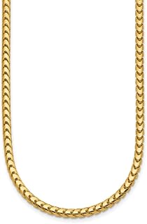 Diamond2Deal 18k Yellow Gold Polished 3.7mm Solid Franco Chain Necklace 18" to 30" 74.54 gram