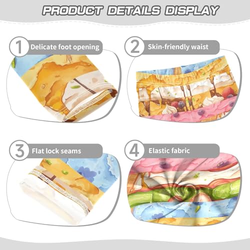 Colorful Food Ice Cream Girls Casual Leggings for Kids Printed Long Pant Bottoms Stretch and Soft3