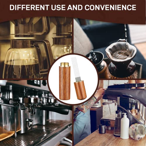 WDT Tool - WDT Tool Espresso Accessories - Espresso Distribution Stirrer Tool - 5 Needles Natural Wood Handle and Stand - Espresso Tools for Solve Coffee Clumping - Portable Espresso Coffee Stirrer