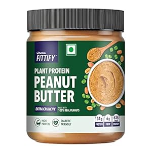 Saffola FITTIFY Plant Protein Peanut Butter | Extra Crunchy | High Protein | No Added Sugar | Diabetic Friendly | Keto…