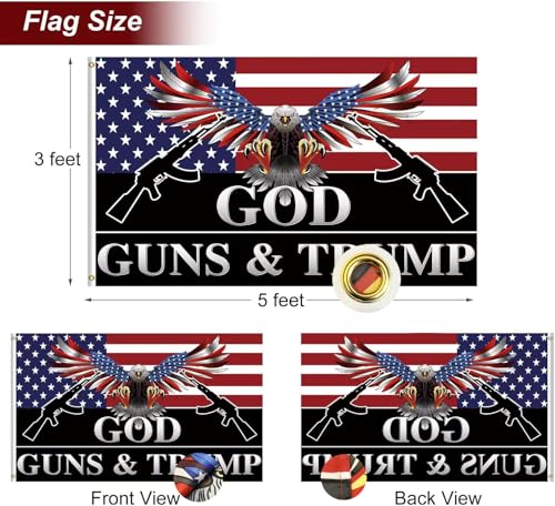 Tump-Flag-3×5-Outdoor-God-Guns-and-Tump-Flag-150D-Premium-Polyester-Tump-US-American-Patriotic-Eagle-Flags-with-Brass-Grommets-for-Outdoor-Indoor-Room-Wall Tump Flag 3×5 Outdoor God Guns and Tump Flag 150D Premium Polyester Tump US American Patriotic Eagle Flags with Brass Grommets for Outdoor Indoor Room Wall