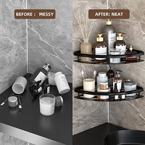 Lurvuo Shower Caddy Corner, 2Pack Bathroom Shower Shelves, Adhesive Shower Organizers No Drilling Shower Rack For Bathroom Storage,Dorm And Kitchen Storage(Black) #TOP2