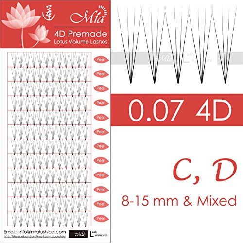 [0.07 D] Lotus 4D Fan Lashes Premade Volume Fan Pre-fan Semi Permanent Eyelash Extensions (4D 0.07 D 8mm)
