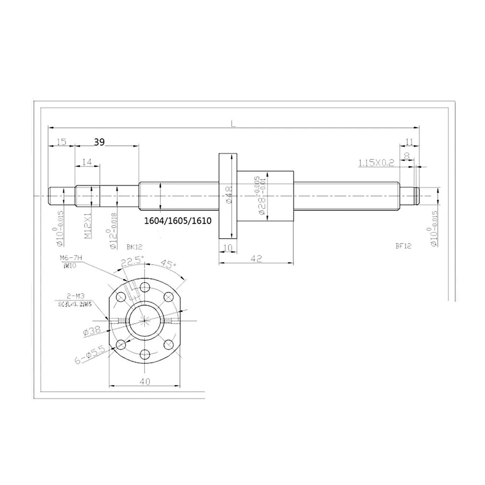 Zestaw śrub kulowych, Walcowana śruba kulowa RM1605 SFU1605 C7 z obróbką końcową i nakrętką 250-550 mm(300mm)