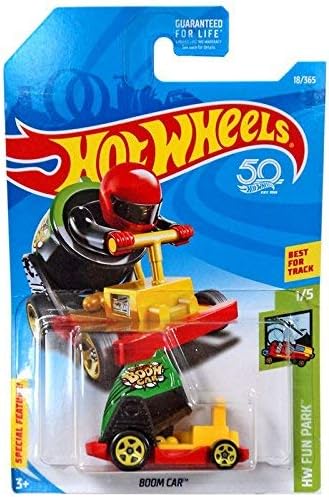 HOT WHEELS FUN PARK 1/5, VERDE/NEGRO/AMARILLO/ROJO BOOM CAR 18/365 50 ANIVERSARIO