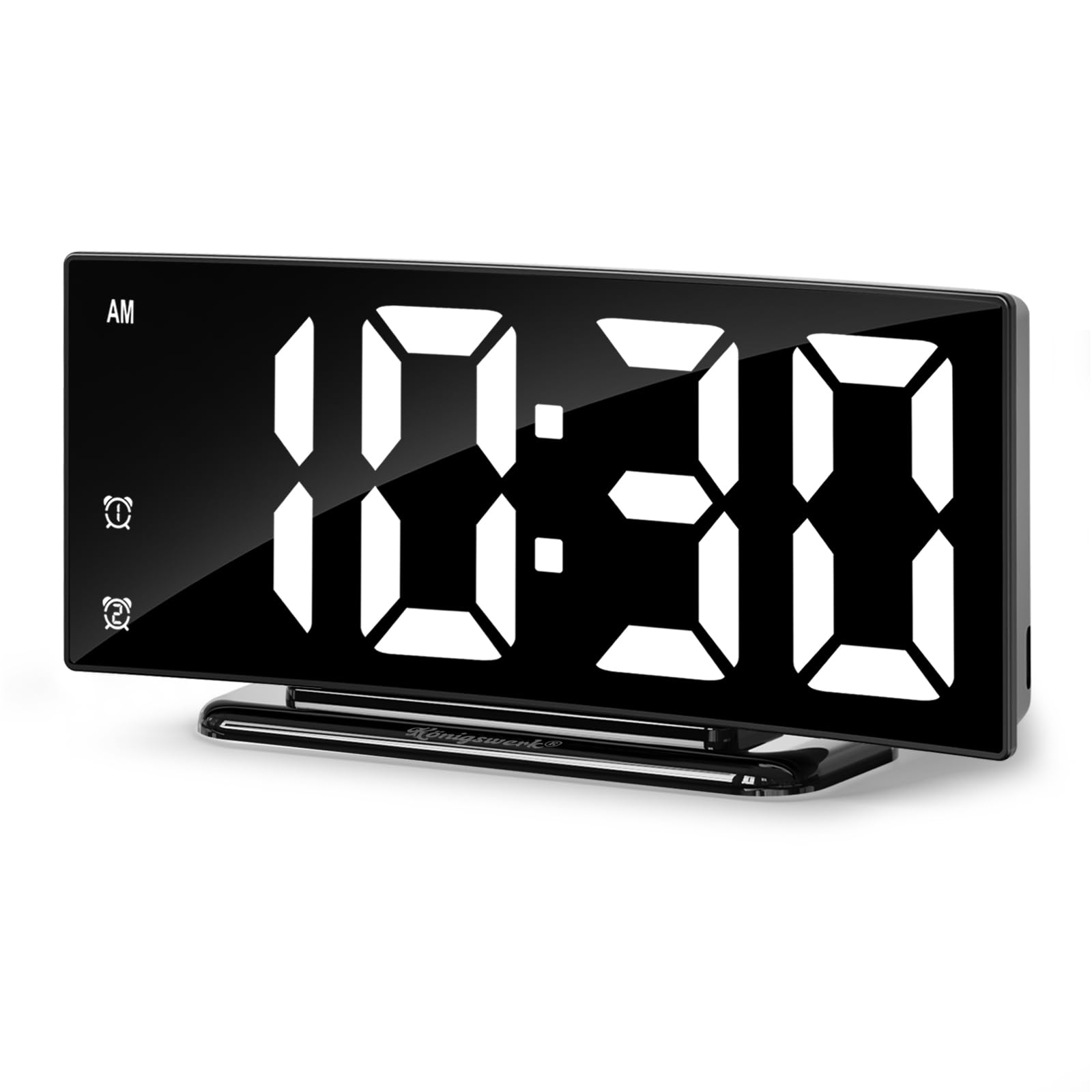 K nigswerk LED Digital Alarm Clock for Bedroom Plug in Clocks with Dual Alarm Snooze Temperature Waterproof 3