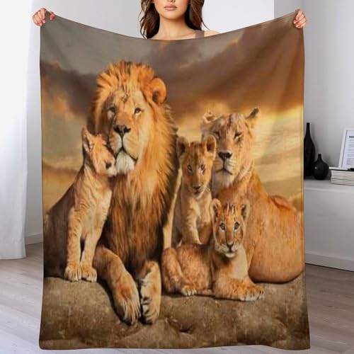 Couverture polaire lion 100x130 cm en flanelle douce pour canapé