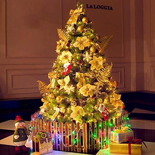 Dulplay 6.8Ft Led Artificial Christmas Tree,Led Lights &Metal Stand With Ornaments String Light Optical Fiber Traditional Decorations Indoor -Green 6.8Ft(210Cm) #TOP2