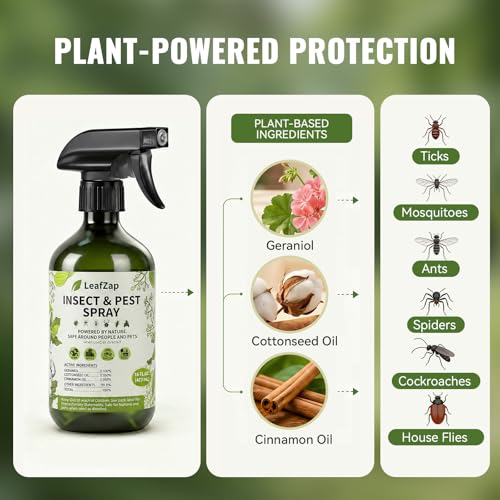 LeafZap Natural Bug Repellent, Pest Control Spray with Cinnamon Oil, Triple Essential Oil Formula for Ants, Roaches, Spiders, and More, Outdoor Indoor Bug Spray for People and Pet Safe 16 oz — view 2