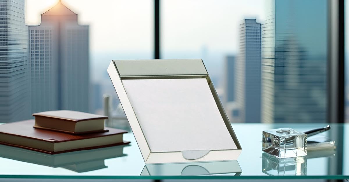Zettelkasten klassisch 10x8x2 cm Premium Silber Plated edel versilbert in Top Verarbeitung. Hochwertige Silberne Schreibtischzubehör