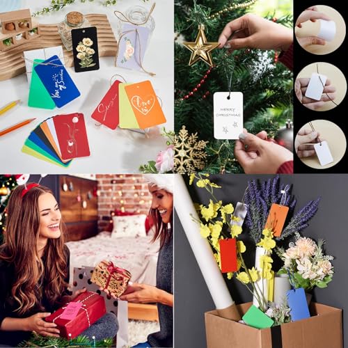 TOP-VIGOR 100 Stück Kunststoff-Versandanhänger, 50 x 90 x 0,25 mm, wasserdichte Hängeetiketten, blanko, Etikettierschilder mit Öse für Produktidentifikation, Ventilmarkierung, Außenmarkierung, weiß,