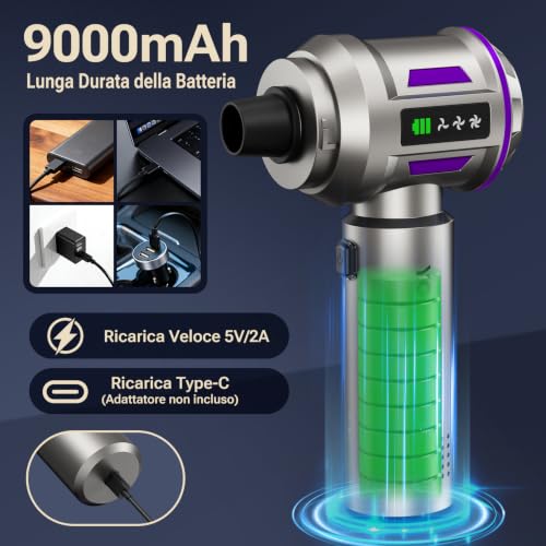 Image of Yomile Mini Vacuum Cleaner, 2 in 1 27000PA Brushless Car Vacuum Air Duster 9000mAh Battery Air Blower Wireless Handheld Vacuum for Car,Office and Home