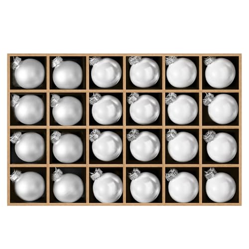 DN DECONATION Weihnachtskugeln Set 24 – Silber Glas Christbaumkugeln...